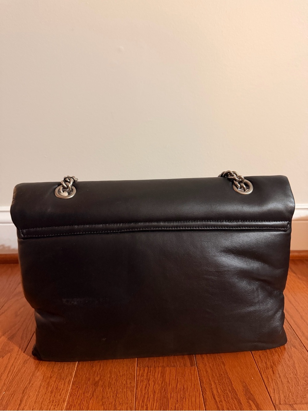 Kurt Geiger Black Lamb Skin Leather XXL Shoulder Bag with Silver Chain - Picture 4 of 14